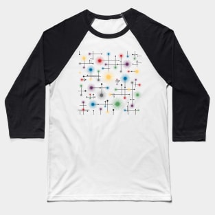 Mid Century Modern Cosmic Starburst Baseball T-Shirt